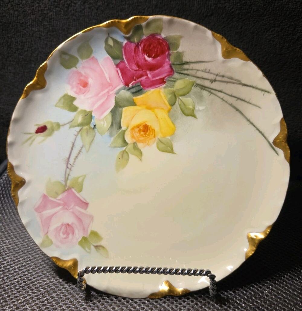 Antique Haviland France Plate Roses 7.5 In
